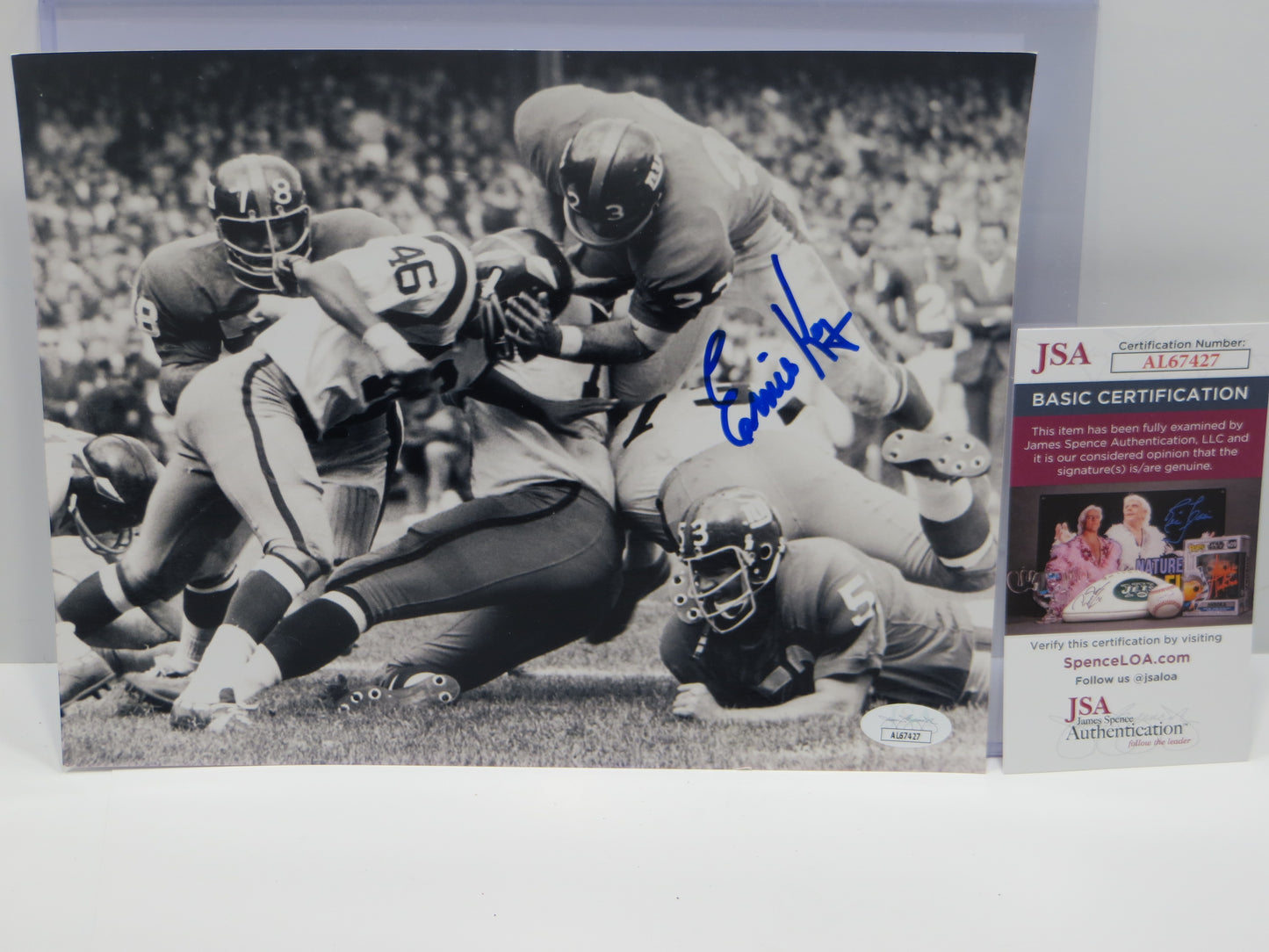 ERNIE KOY NEW YORK GIANTS SIGNED 8x10 PHOTO JSA COA